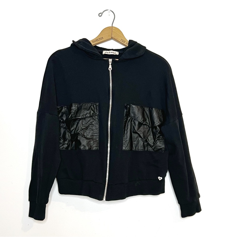 Please | Leather Pocket Crop Sweater